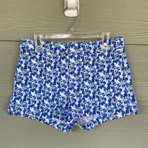Abercrombie & Fitch Blue Pansy Flower Allover Floral Shorts Teen Womens 00 24 - Picture 1 of 10